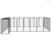 30-paneles fekete porszórt acél kutyakennel 50 x 100 cm