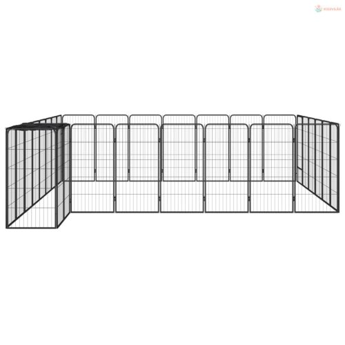 30-paneles fekete porszórt acél kutyakennel 50 x 100 cm