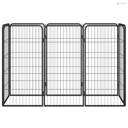 8-paneles fekete porszórt acél kutyakennel 50 x 100 cm