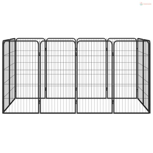 12-paneles fekete porszórt acél kutyakennel 50 x 100 cm
