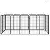16-paneles fekete porszórt acél kutyakennel 50 x 100 cm