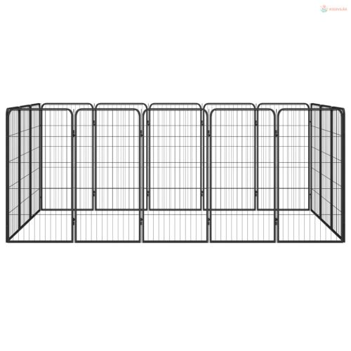 16-paneles fekete porszórt acél kutyakennel 50 x 100 cm