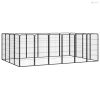 20-paneles fekete porszórt acél kutyakennel 50 x 100 cm
