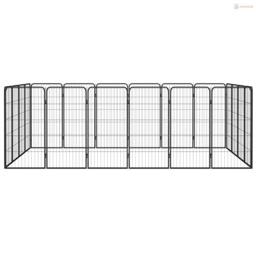 20-paneles fekete porszórt acél kutyakennel 50 x 100 cm
