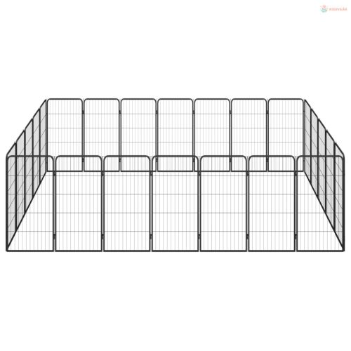 24 paneles fekete porszórt acél kutyakennel 50 x 100 cm