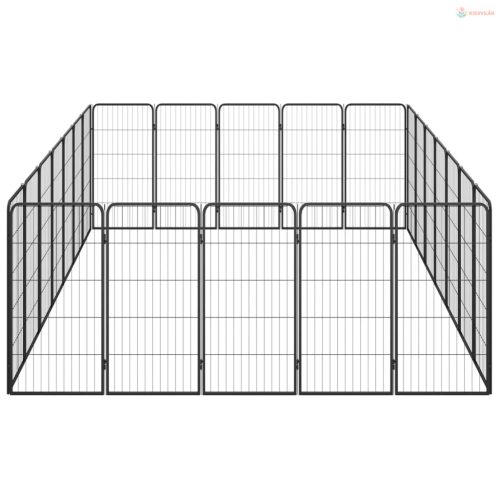 24 paneles fekete porszórt acél kutyakennel 50 x 100 cm