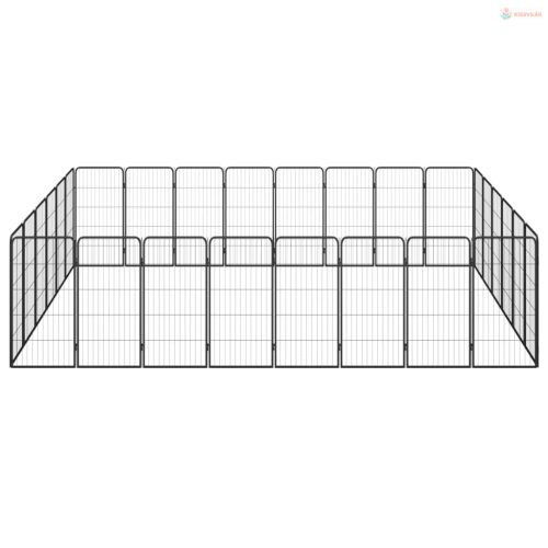 28-paneles fekete porszórt acél kutyakennel 50 x 100 cm