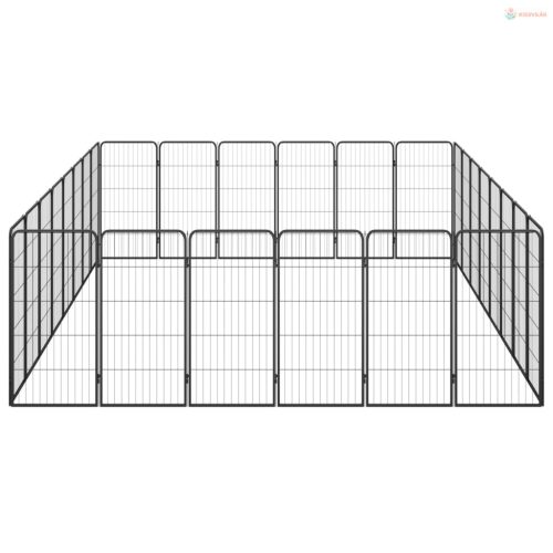 28-paneles fekete porszórt acél kutyakennel 50 x 100 cm