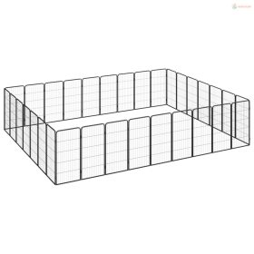 32-paneles fekete porszórt acél kutyakennel 50 x 100 cm