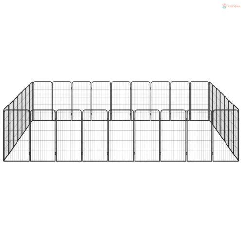 32-paneles fekete porszórt acél kutyakennel 50 x 100 cm