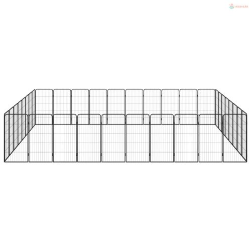 36-paneles fekete porszórt acél kutyakennel 50 x 100 cm