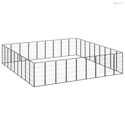 36-paneles fekete porszórt acél kutyakennel 50 x 100 cm