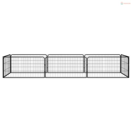 8-paneles fekete porszórt acél kutyakennel 100 x 50 cm