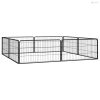 8-paneles fekete porszórt acél kutyakennel 100 x 50 cm