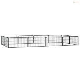 12-paneles fekete porszórt acél kutyakennel 100 x 50 cm