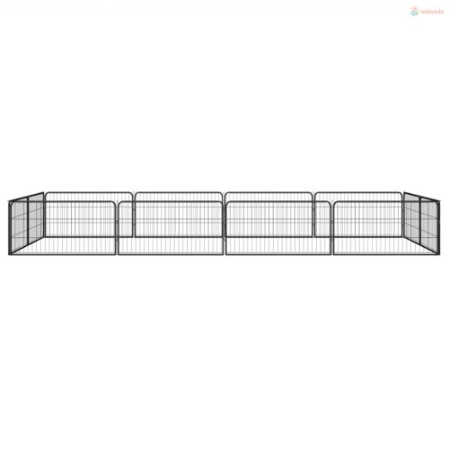 12-paneles fekete porszórt acél kutyakennel 100 x 50 cm