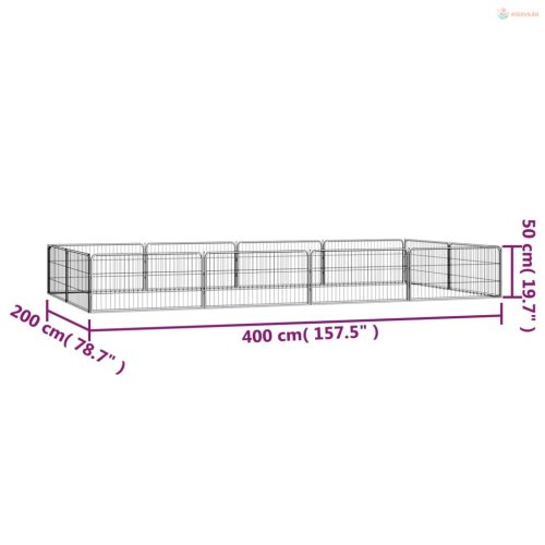 12-paneles fekete porszórt acél kutyakennel 100 x 50 cm