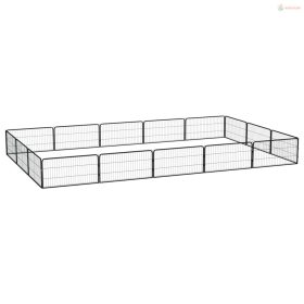 16-paneles fekete porszórt acél kutyakennel 100 x 50 cm