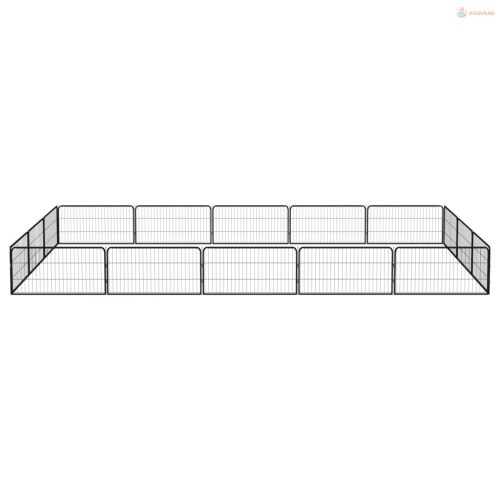 16-paneles fekete porszórt acél kutyakennel 100 x 50 cm