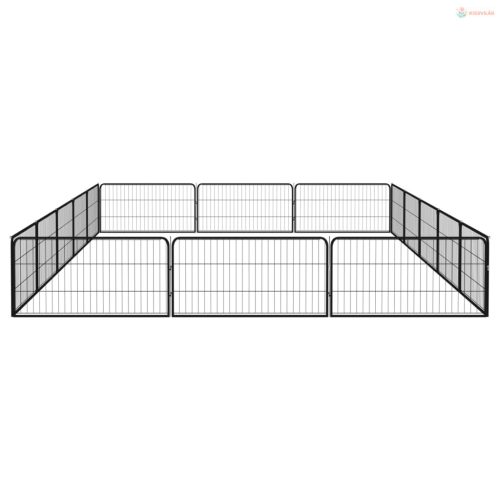 16-paneles fekete porszórt acél kutyakennel 100 x 50 cm
