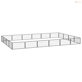 20-paneles fekete porszórt acél kutyakennel 100 x 50 cm