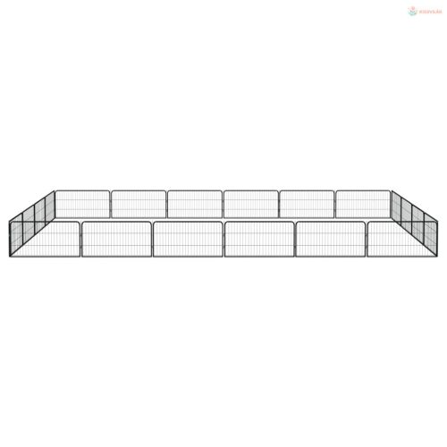 20-paneles fekete porszórt acél kutyakennel 100 x 50 cm