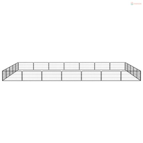 24 paneles fekete porszórt acél kutyakennel 100 x 50 cm