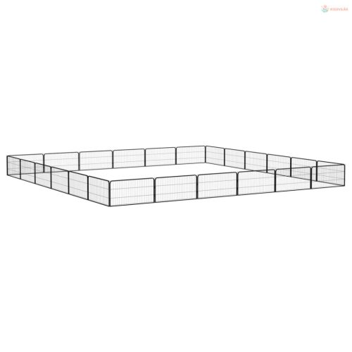 24 paneles fekete porszórt acél kutyakennel 100 x 50 cm