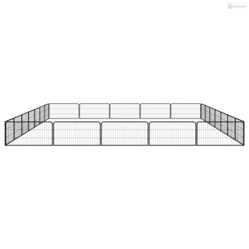 24 paneles fekete porszórt acél kutyakennel 100 x 50 cm