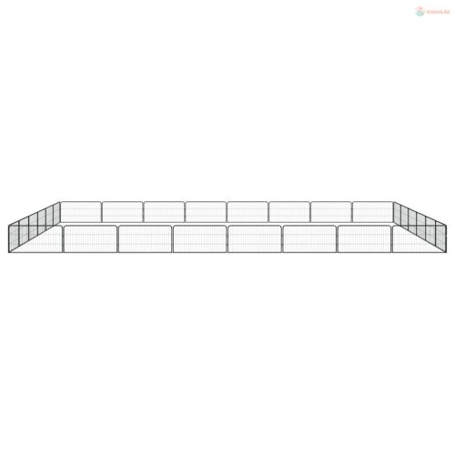 28-paneles fekete porszórt acél kutyakennel 100 x 50 cm