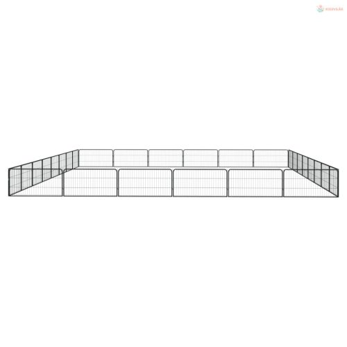28-paneles fekete porszórt acél kutyakennel 100 x 50 cm