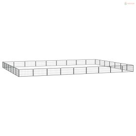 32-paneles fekete porszórt acél kutyakennel 100 x 50 cm