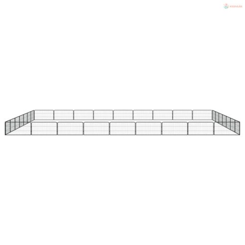 32-paneles fekete porszórt acél kutyakennel 100 x 50 cm