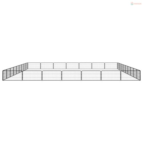 32-paneles fekete porszórt acél kutyakennel 100 x 50 cm