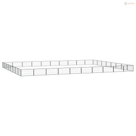 36-paneles fekete porszórt acél kutyakennel 100 x 50 cm