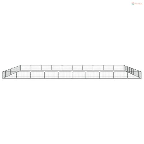 36-paneles fekete porszórt acél kutyakennel 100 x 50 cm
