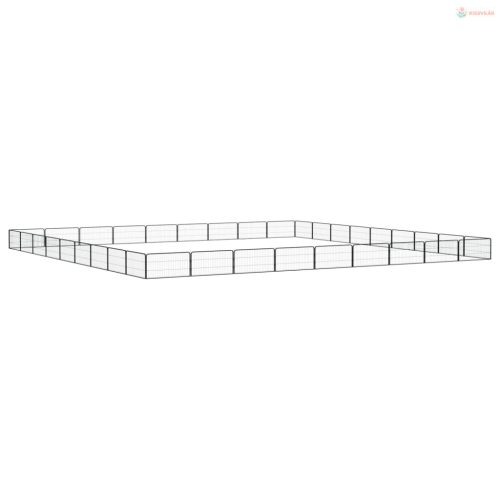 36-paneles fekete porszórt acél kutyakennel 100 x 50 cm