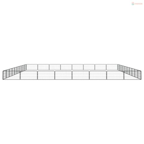 36-paneles fekete porszórt acél kutyakennel 100 x 50 cm