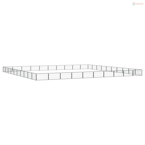40-paneles fekete porszórt acél kutyakennel 100 x 50 cm