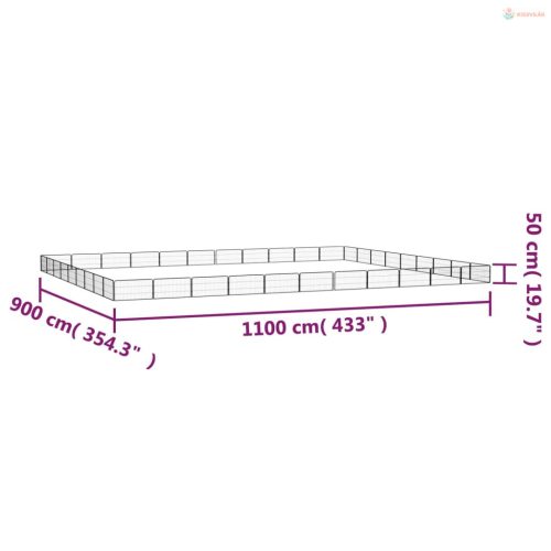 40-paneles fekete porszórt acél kutyakennel 100 x 50 cm