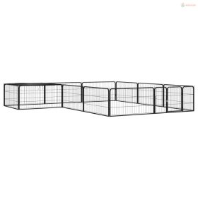 12-paneles fekete porszórt acél kutyakennel 100 x 50 cm