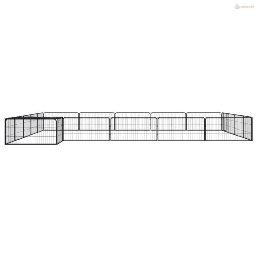 20-paneles fekete porszórt acél kutyakennel 100 x 50 cm