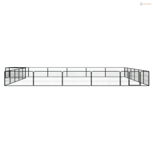 24 paneles fekete porszórt acél kutyakennel 100 x 50 cm