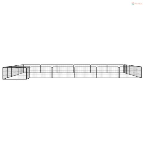 24 paneles fekete porszórt acél kutyakennel 100 x 50 cm