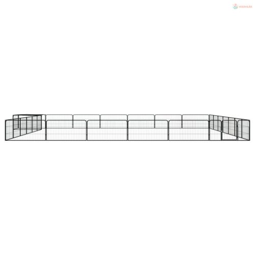 28-paneles fekete porszórt acél kutyakennel 100 x 50 cm