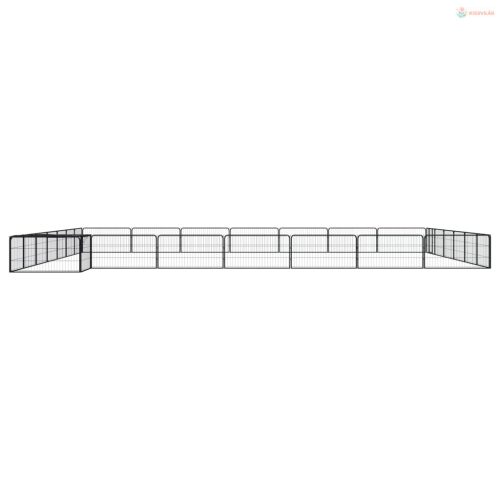28-paneles fekete porszórt acél kutyakennel 100 x 50 cm