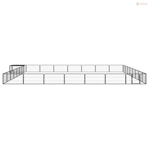 32-paneles fekete porszórt acél kutyakennel 100 x 50 cm