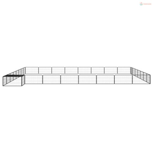 32-paneles fekete porszórt acél kutyakennel 100 x 50 cm
