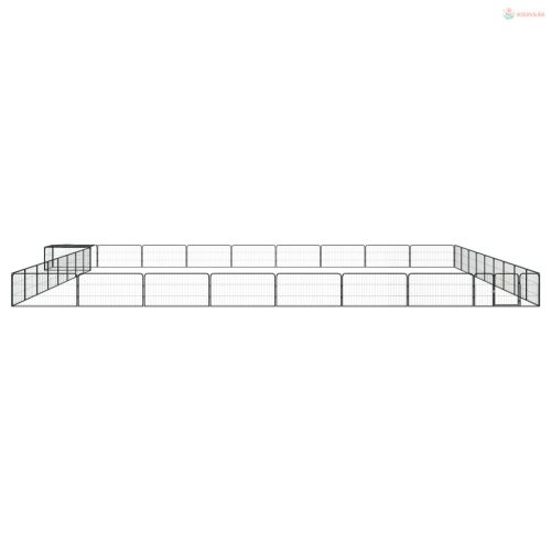 36-paneles fekete porszórt acél kutyakennel 100 x 50 cm