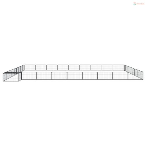 36-paneles fekete porszórt acél kutyakennel 100 x 50 cm